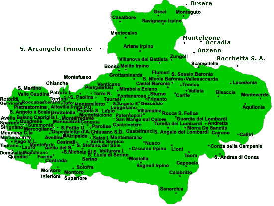 Mappa dell'Irpinia