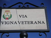 Il cartello che indica che ci troviamo in Via Vigna Veterana, nel territorio di San Felice