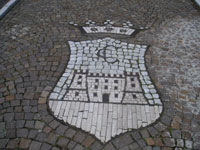 Lo stemma nobiliare davanti al cancello d'ingresso al castello di Zungoli